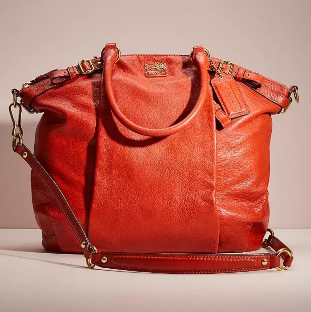 Coach Lindsey Satchel NWT Persimmon orange color.